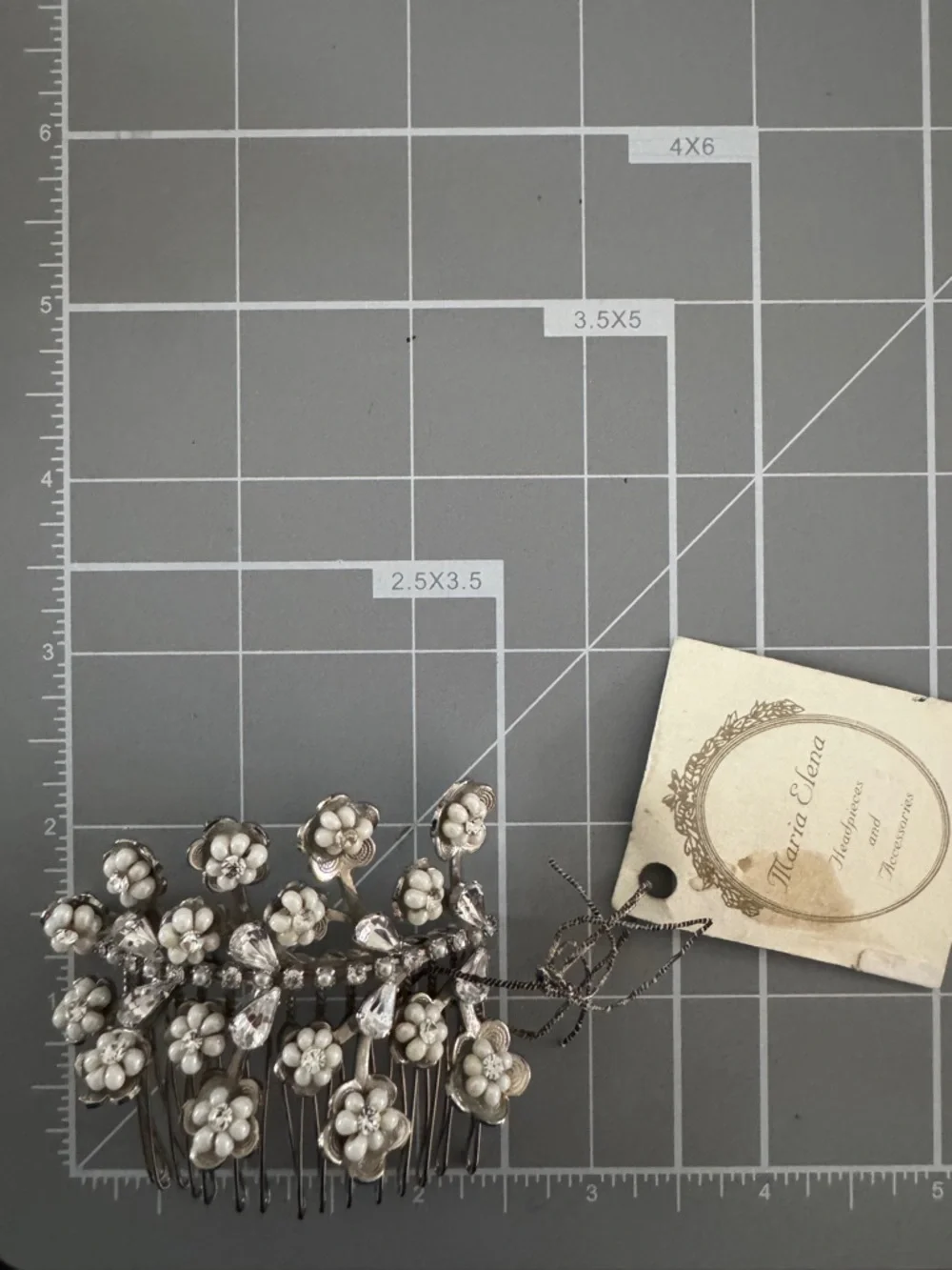 Vintage Maria Elena Headpiece Bridal‎ Pearl & Crystal Flower Hair Comb - White